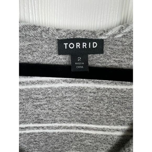 Torrid Super Soft Striped V-Neck Sweater 2X Gray White Pullover Preppy Academia - Picture 6 of 10